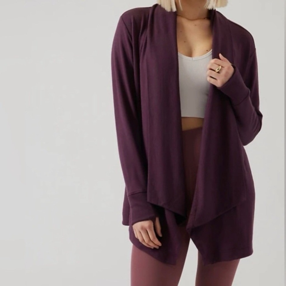 Athleta Pranayama Wrap XS Spiced Cabernet‎ Burgundy Nirvana Fabric Cardigan